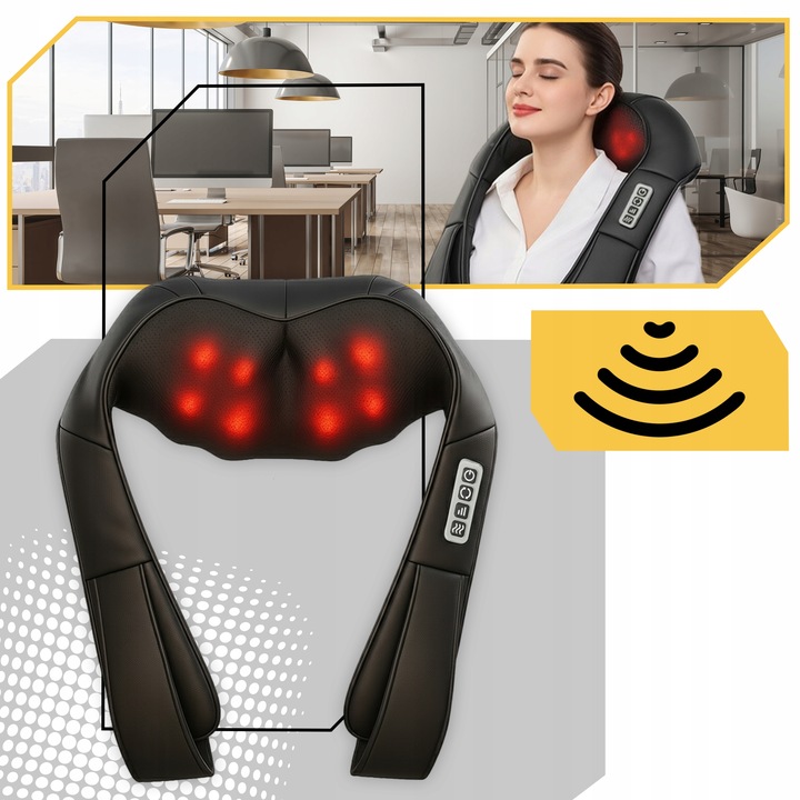 MASAŻER DO SZYI KARKU PLECÓW CIAŁA PODGRZEWANY PAS MASUJĄCY PLECY SHIATSU Model SHIATSU-3-CZ MASAŻER DO SZYI KARKU PLECÓW CIAŁA